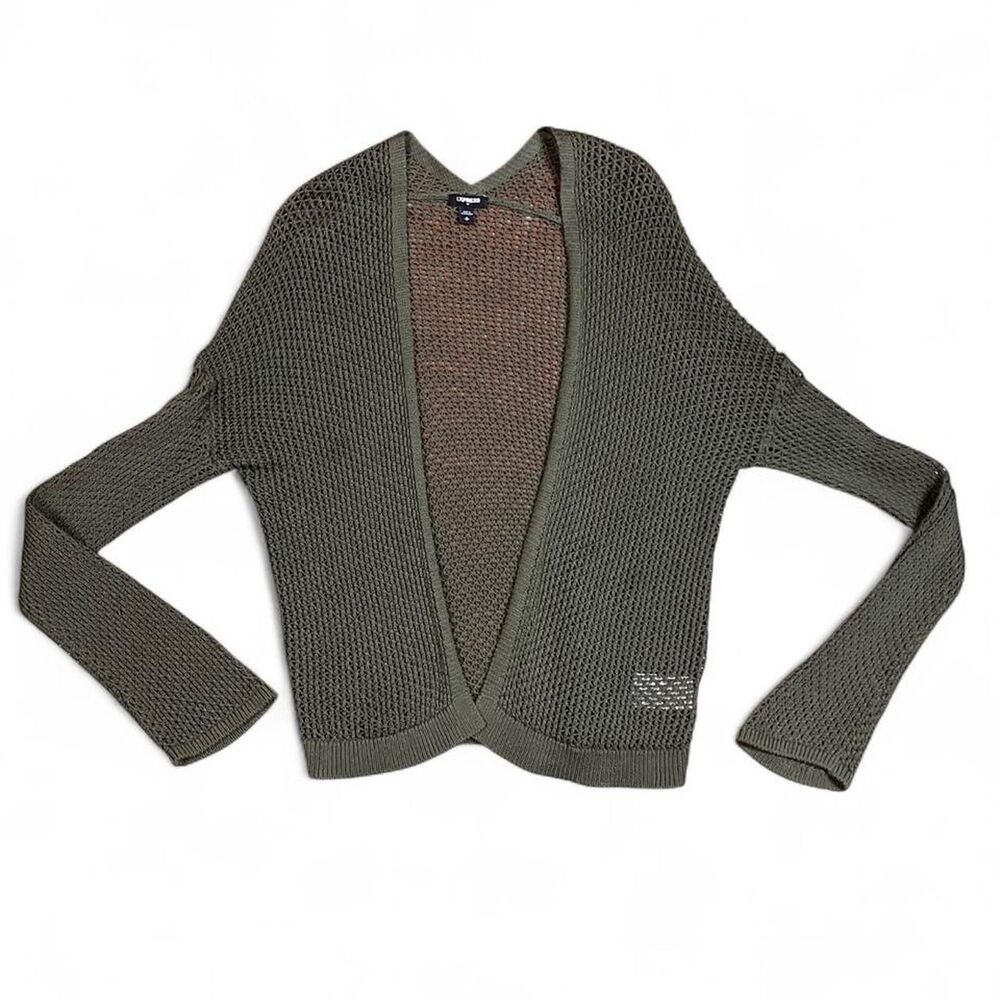 Express Women's Green and Khaki Cardigan